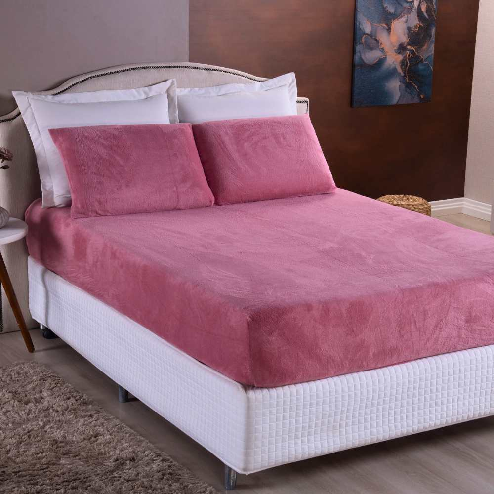Kit Lençol de Plush Elástico 2 ou 3 Peças