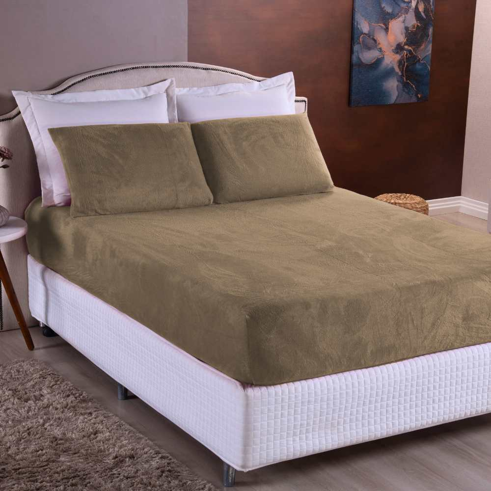 Kit Lençol de Plush Elástico 2 ou 3 Peças