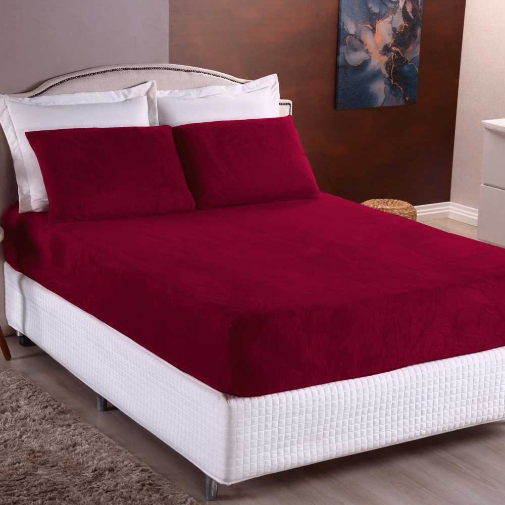 Kit Lençol de Plush Elástico 2 ou 3 Peças