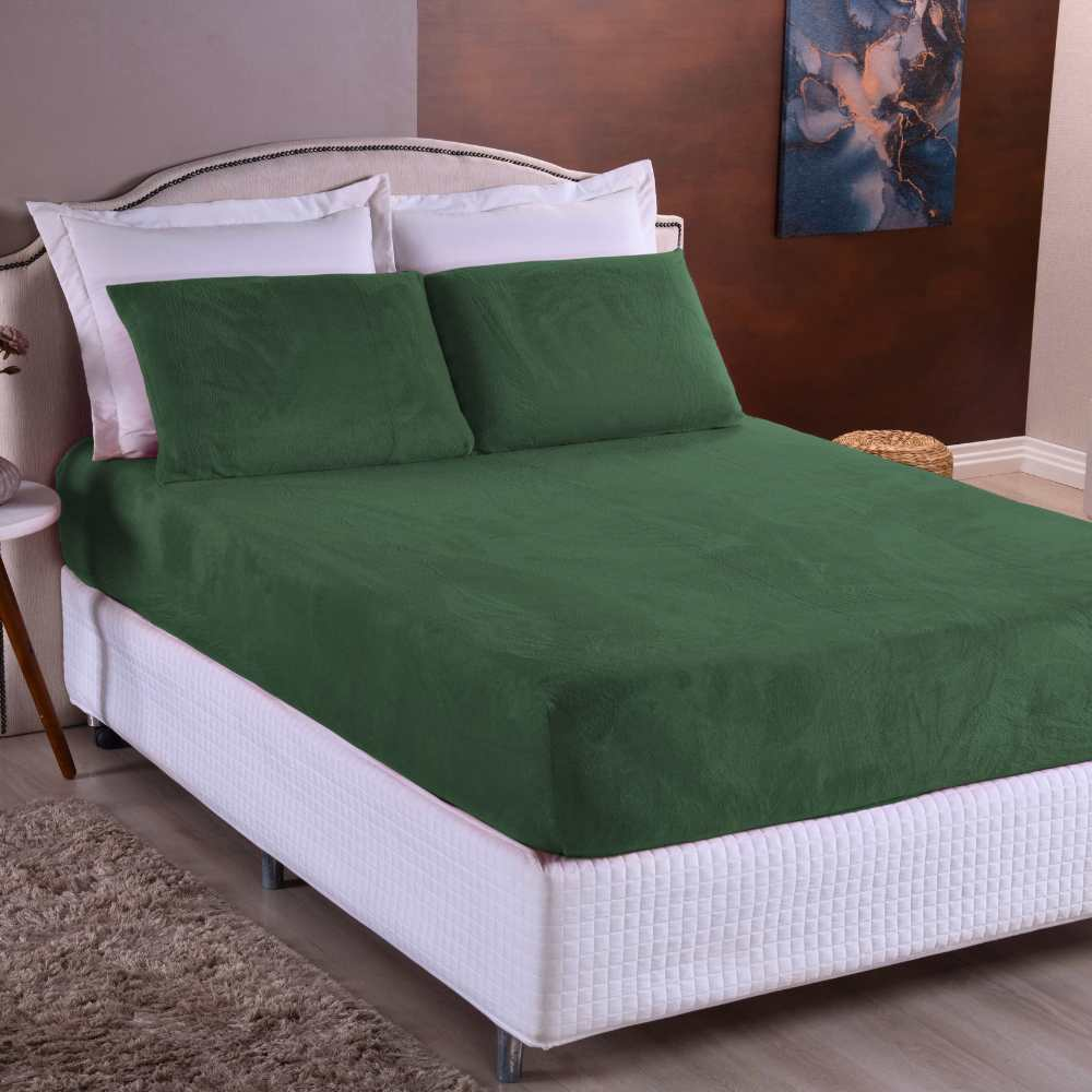 Kit Lençol de Plush Elástico 2 ou 3 Peças