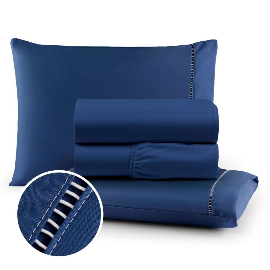 Roupa de Cama Micropercal 400 Fios Ponto Palito 04 Peças