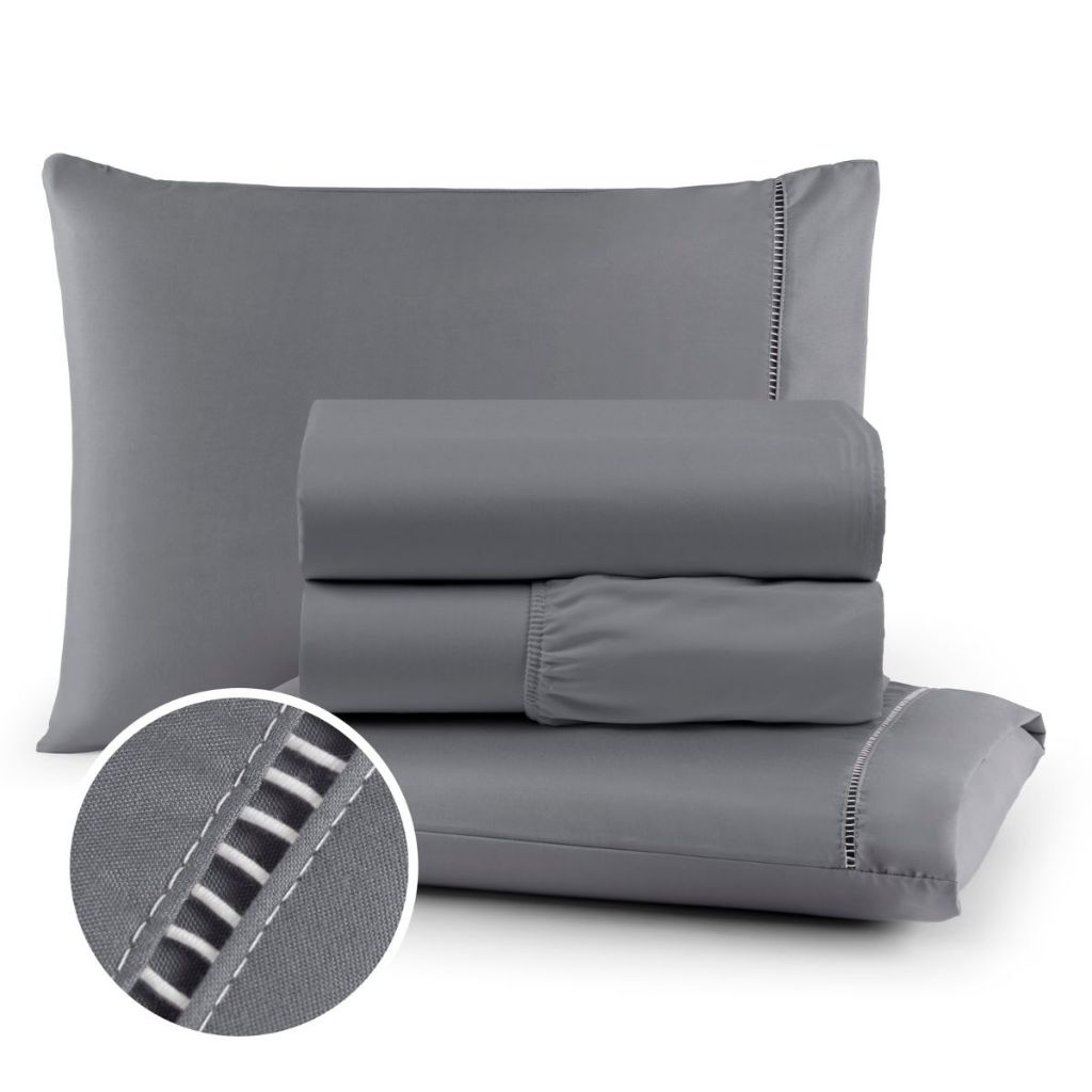 Roupa de Cama Micropercal 400 Fios Ponto Palito 04 Peças