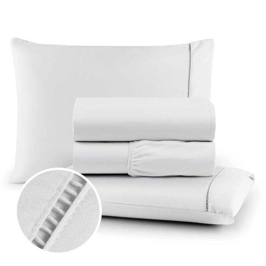 Roupa de Cama Micropercal 400 Fios Ponto Palito 04 Peças