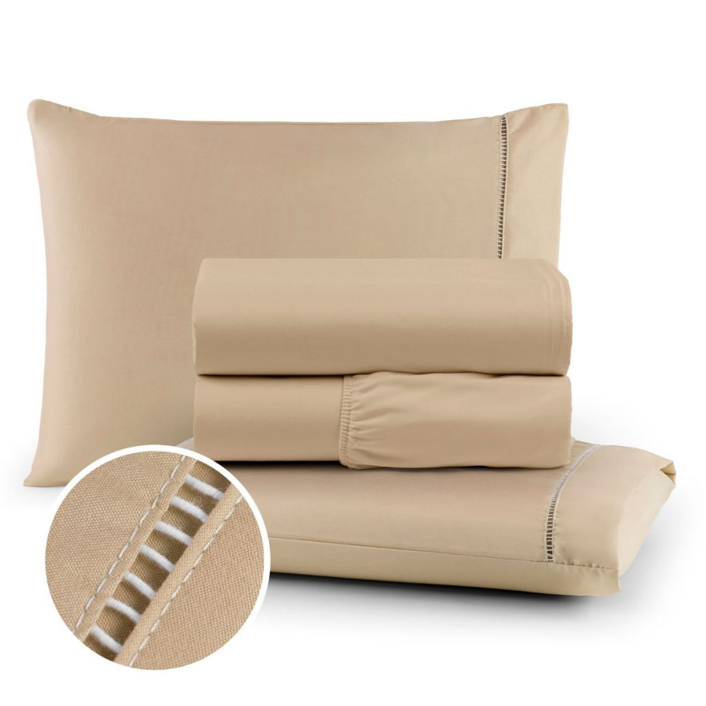 Roupa de Cama Micropercal 400 Fios Ponto Palito 04 Peças