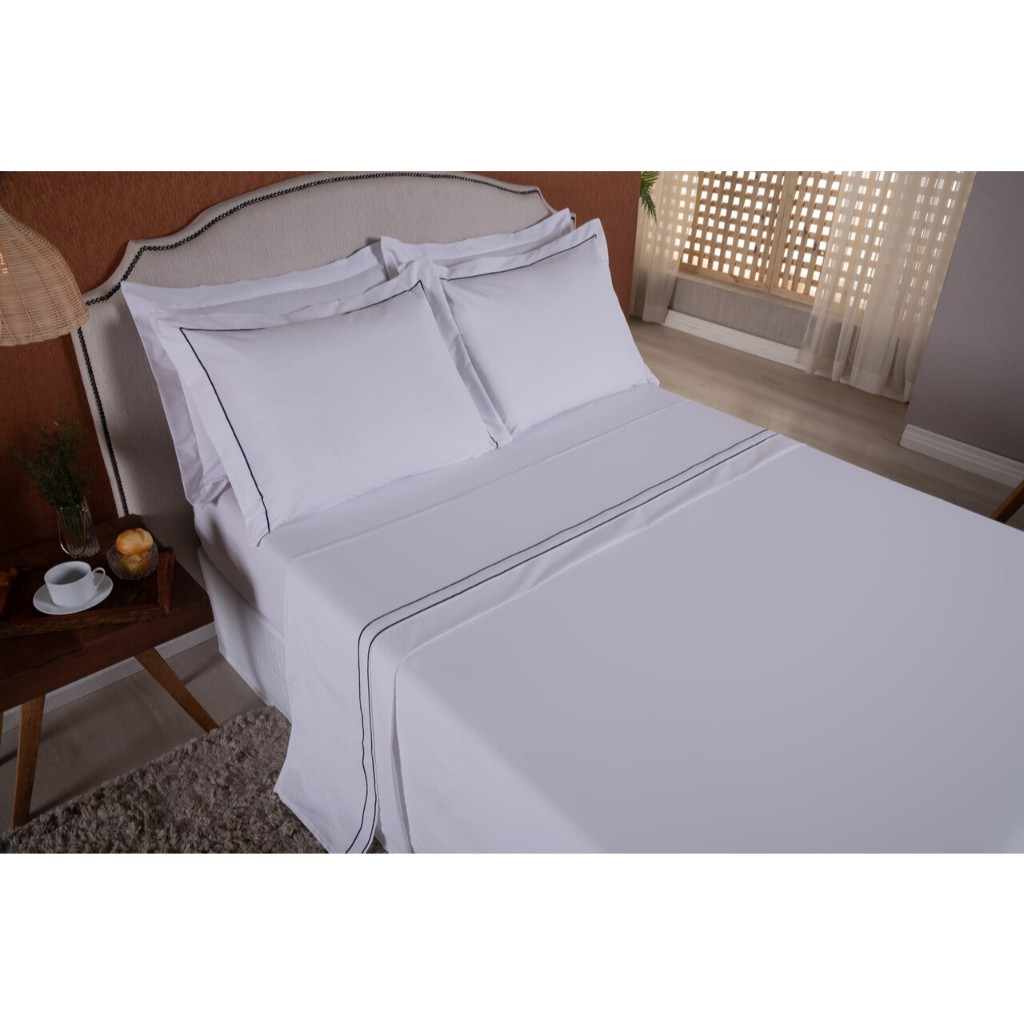 Jogo de Cama King 4 Peças 180 Fios Soutache