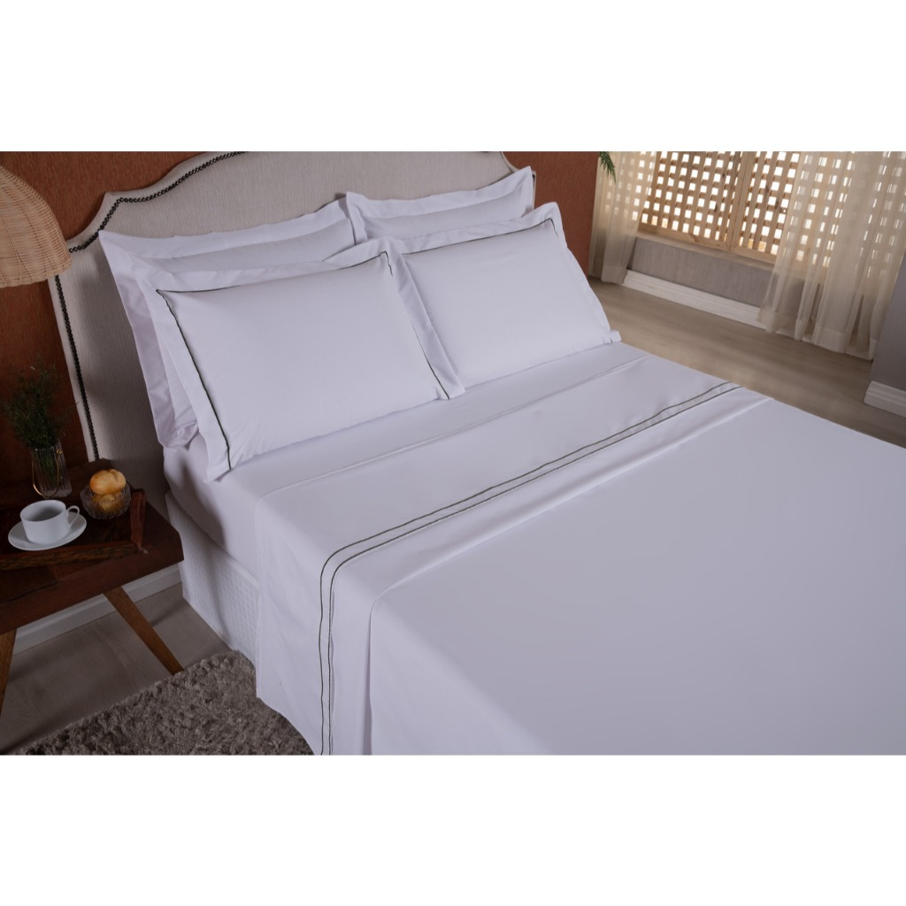Jogo de Cama King 4 Peças 180 Fios Soutache