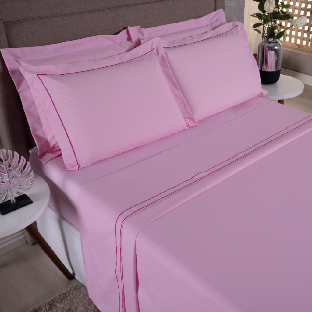 Jogo de Cama King 4 Peças 180 Fios Soutache