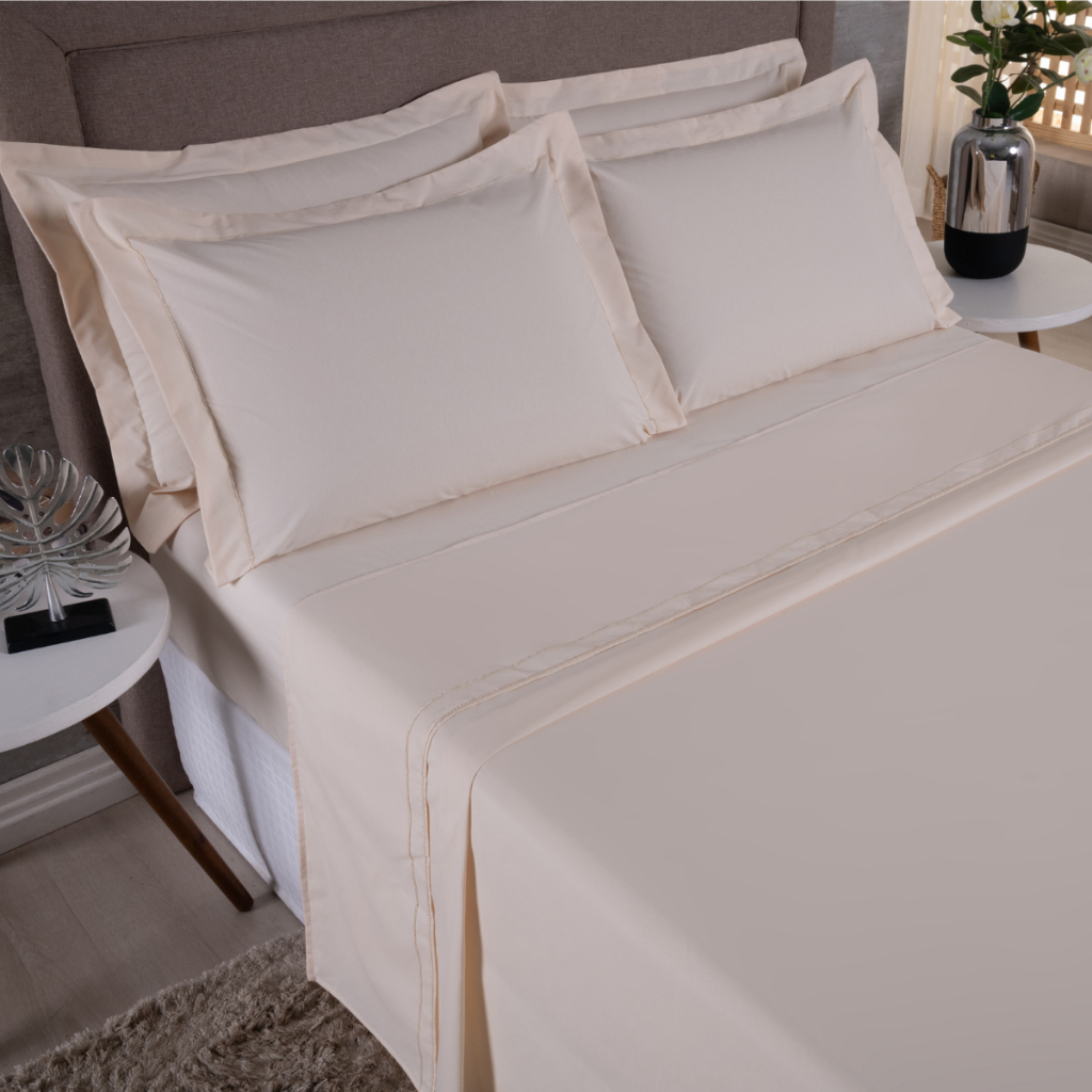 Jogo de Cama King 4 Peças 180 Fios Soutache