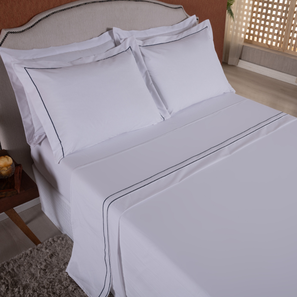 Jogo de Cama Queen 4 pecas 180 Fios Soutache