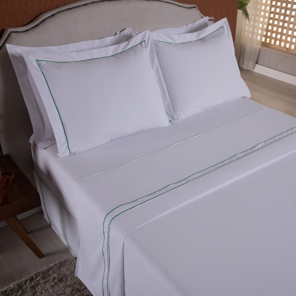 Jogo de Cama Queen 4 pecas 180 Fios Soutache