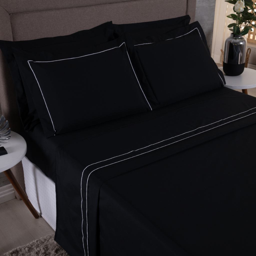 Jogo de Cama Queen 4 pecas 180 Fios Soutache