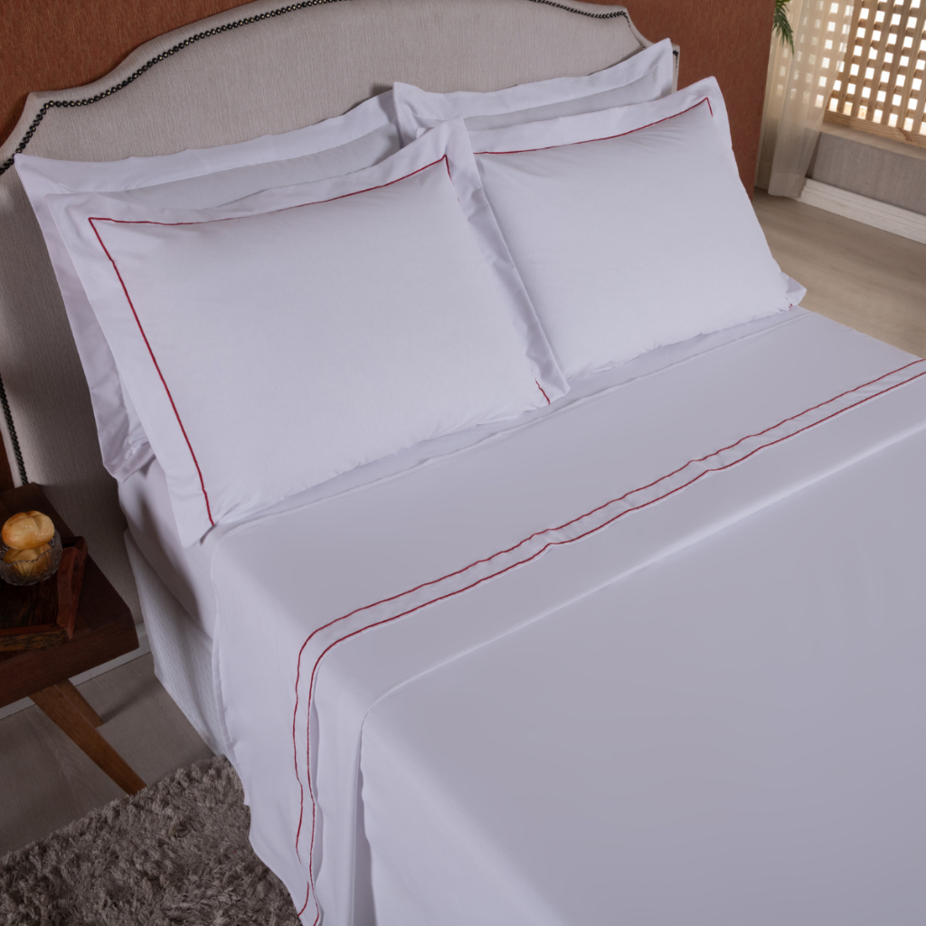 Jogo de Cama Queen 4 pecas 180 Fios Soutache