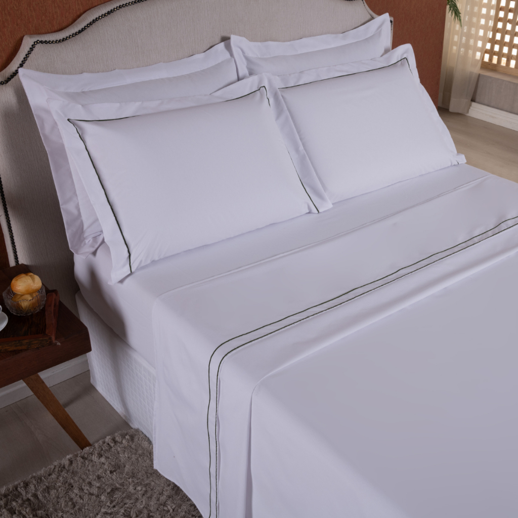 Jogo de Cama Queen 4 pecas 180 Fios Soutache