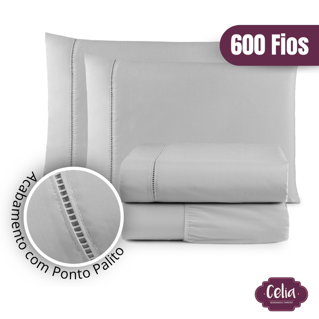 Jogo De Lençol Algodão Queen 4 Peças 600 Fios Egípcio