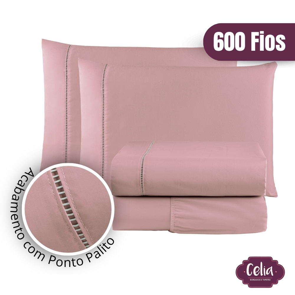 Jogo De Lençol Algodão Queen 4 Peças 600 Fios Egípcio