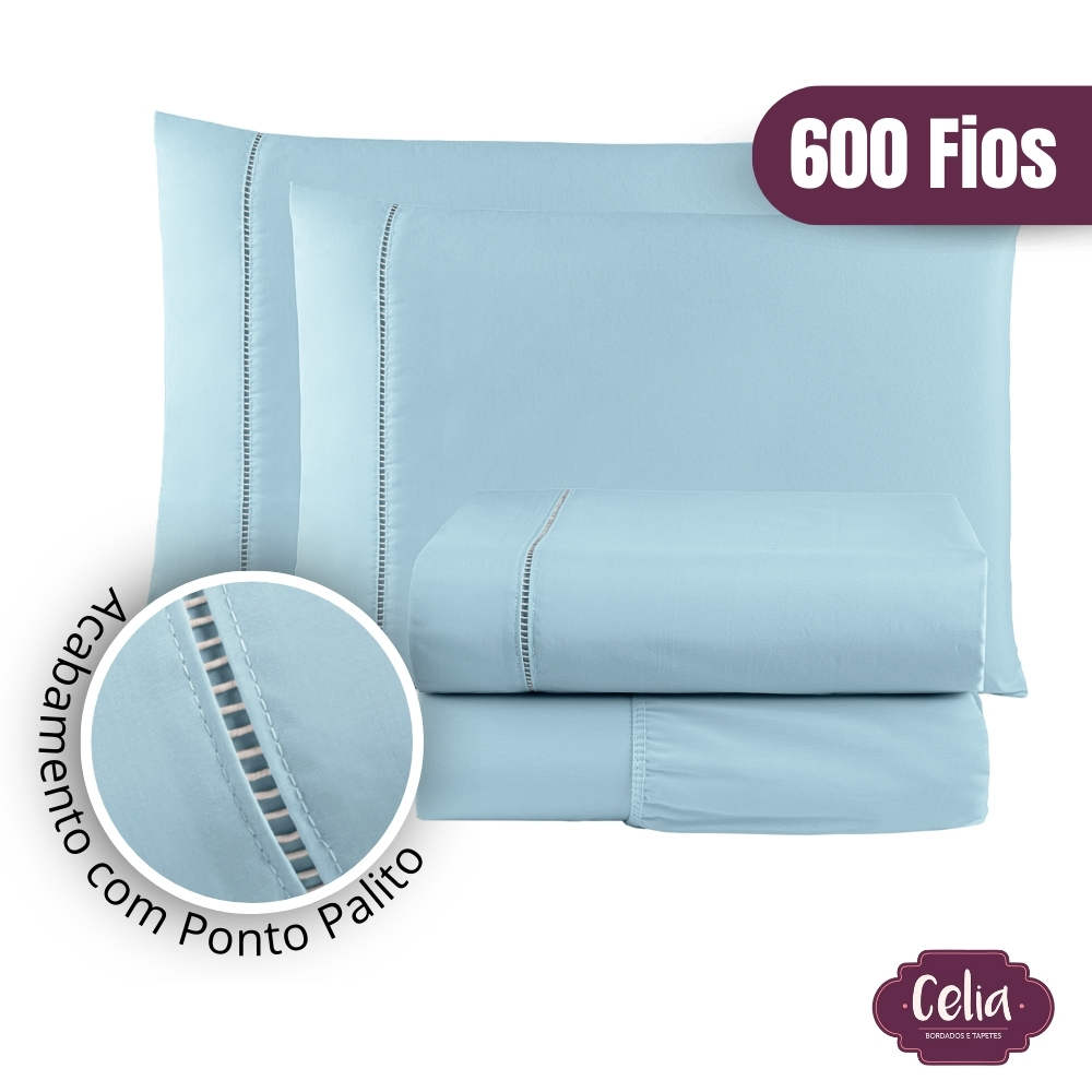 Jogo De Lençol Algodão Queen 4 Peças 600 Fios Egípcio