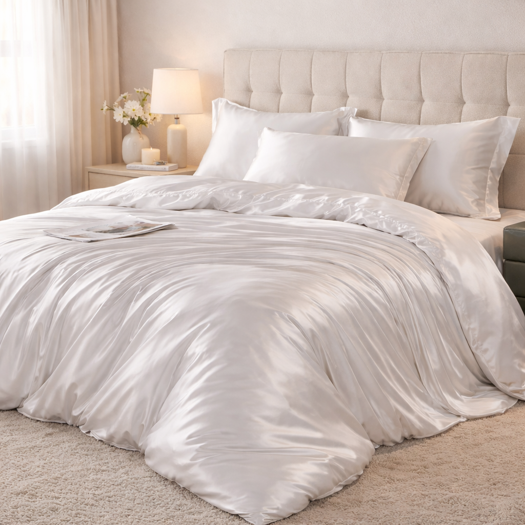 Roupa de Cama King Em Seda Natural Mix Branco | Mulberry Luxo