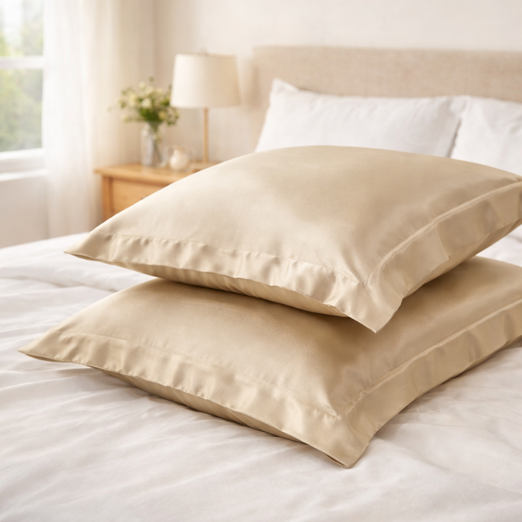 Conjunto 02 Fronhas de Seda Natural Mix Champagne - Antifrizz e Hipoalergênica