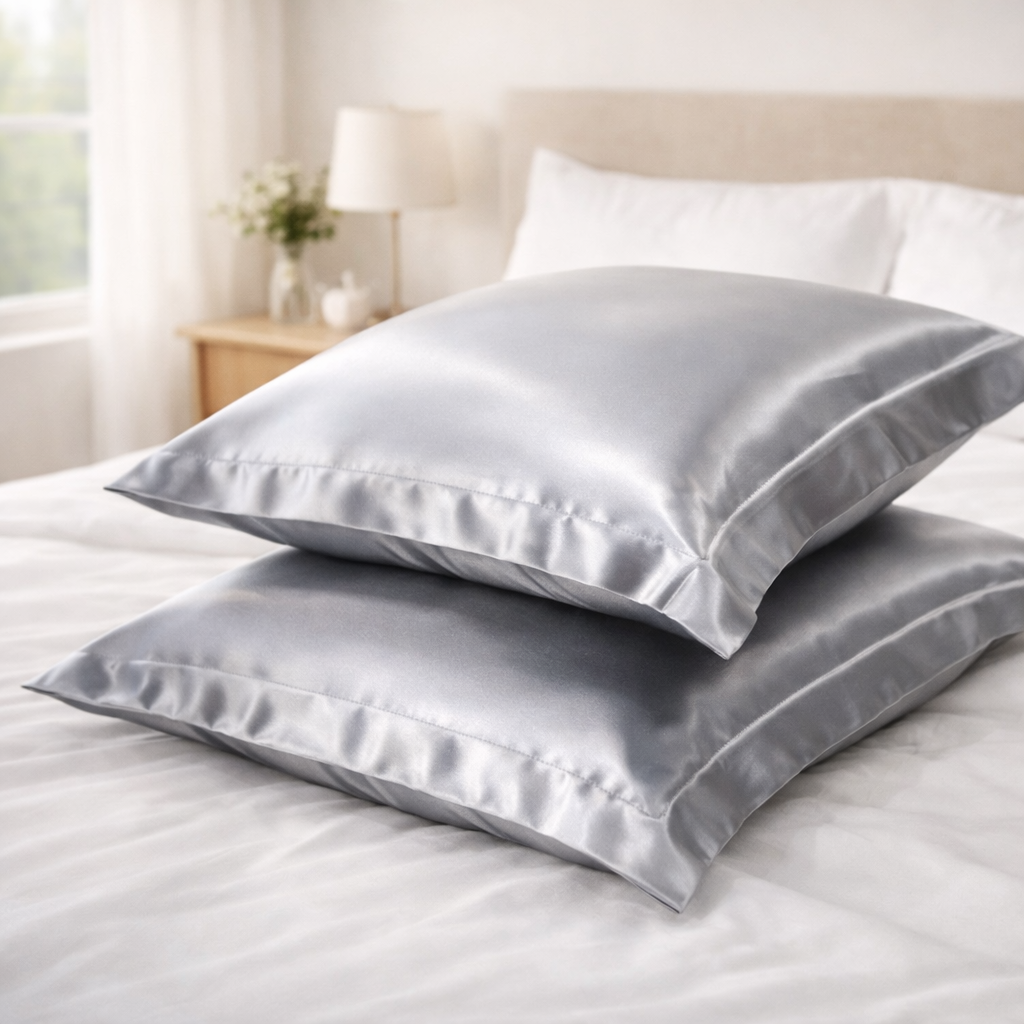 Conjunto 02 Fronhas de Seda Natural Mix Cinza - Antifrizz e Hipoalergênica