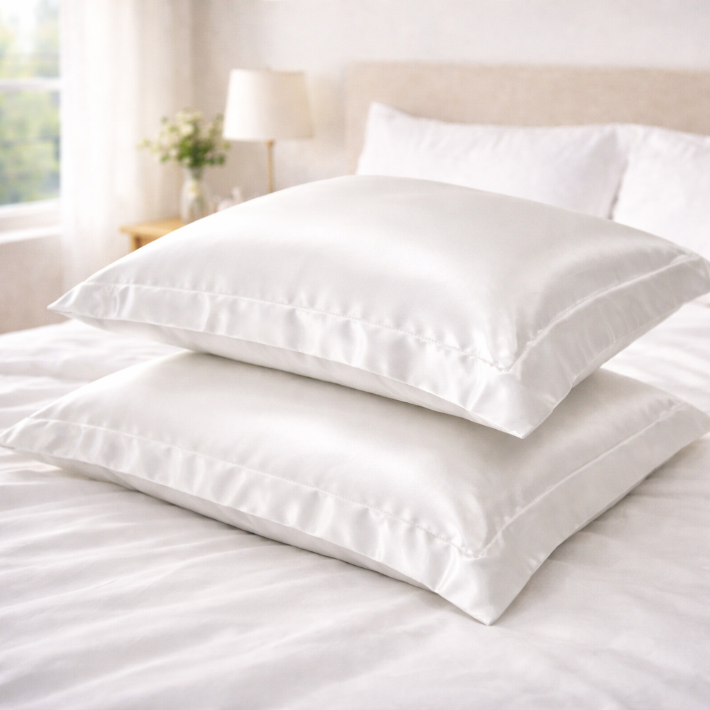 Conjunto 02 Fronhas de Seda Natural Mix Branco - Antifrizz e Hipoalergênica