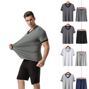 Conjunto de Pijama Masculino 2 Peças Moda Verão Leve e Respirável