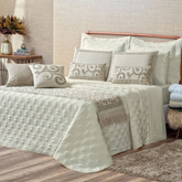 Kit Colcha Cobre Leito Queen Turin 10 Peças Completo Premium