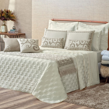 Kit Colcha Cobre Leito Queen Turin 10 Peças Completo Premium