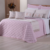 Kit Colcha Cobre Leito Queen Turin 10 Peças Completo Premium Rosa