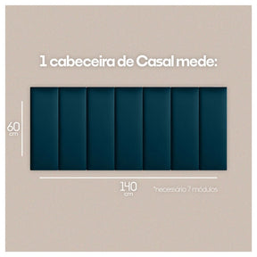 Kit Cabeceira Casal com 7 Módulos - Placas Adesivas 60x20cm - Design Elegante e Confortável