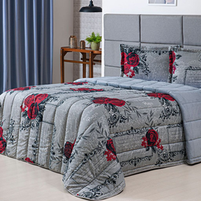 Kit Coberdrom Estampado Queen Size Dupla Face 03 Peças