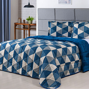 Kit Coberdrom Estampado Queen Size Dupla Face 03 Peças
