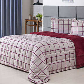 Kit Coberdrom Estampado Queen Size Dupla Face 03 Peças