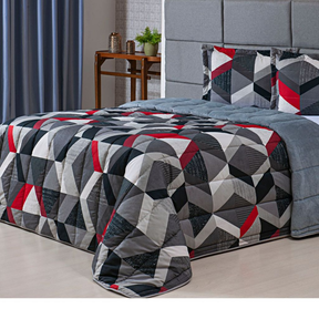 Kit Coberdrom Estampado Queen Size Dupla Face 03 Peças