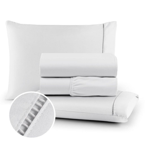 Roupa de Cama Micropercal 400 Fios Ponto Palito 04 Peças