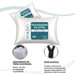 Kit Luxo 02 Travesseiros com Fronhas de Cetim de Seda | Fiorenza