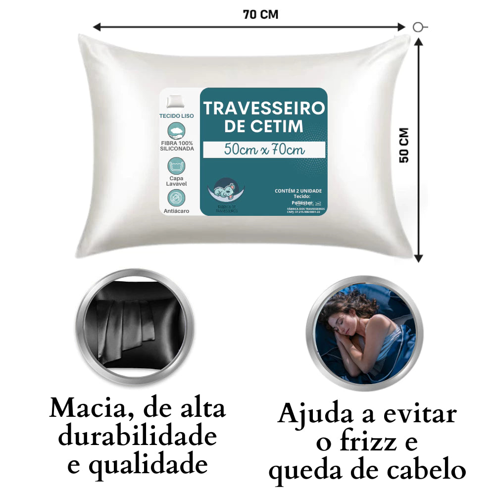 Kit Luxo 02 Travesseiros com Fronhas de Cetim de Seda | Fiorenza