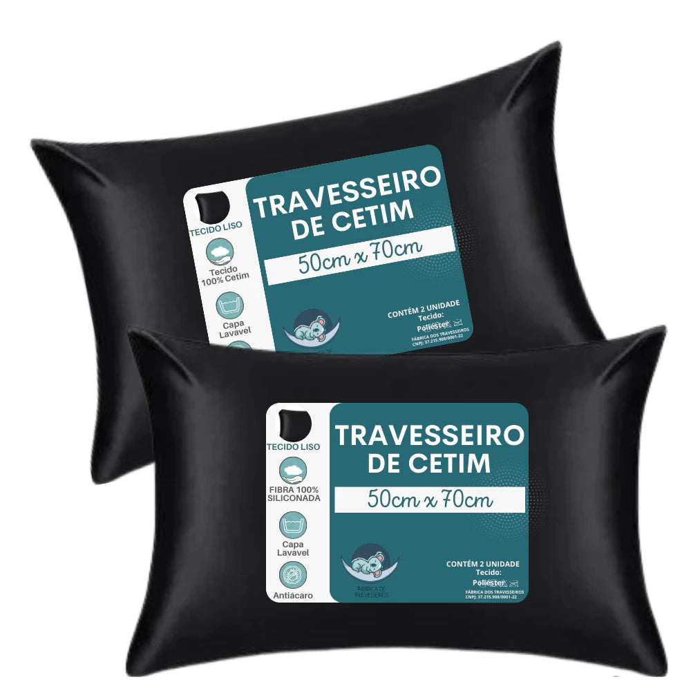 Kit Luxo 02 Travesseiros com Fronhas de Cetim de Seda | Fiorenza