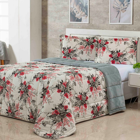 Kit Coberdrom Estampado Queen Size Dupla Face 03 Peças