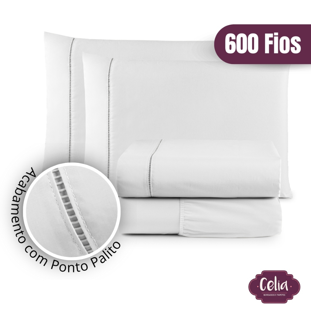 Jogo De Lençol Algodão Super King 4 Peças 600 Fios Egípcio
