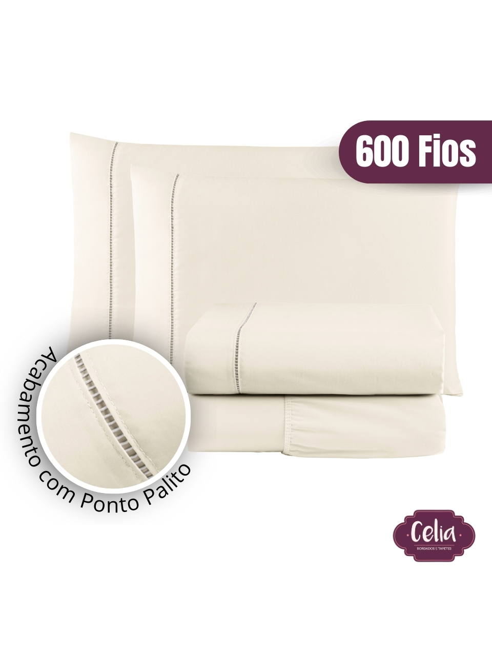 Jogo De Lençol Queen 4 Peças Percal 600 Fios Fio Egipcio