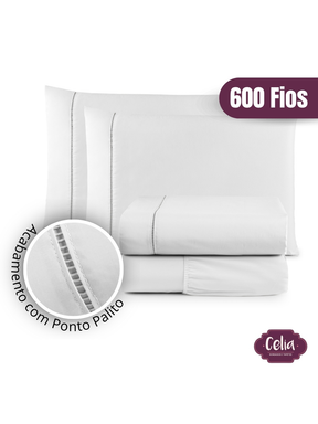 Jogo De Lençol Super King 4 Peças Percal 600 Fios Fio Egipcio