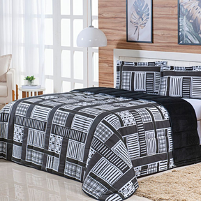 Kit Coberdrom Estampado Queen Size Dupla Face 03 Peças