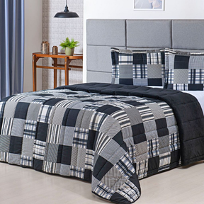 Kit Coberdrom Estampado Queen Size Dupla Face 03 Peças