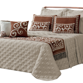 Kit Colcha Cobre Leito Casal King Turin 180 Fios 14 peças Completo Premium