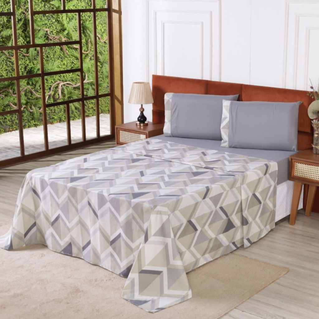 Roupa de Cama Micropercal 400 Fios Ponto Palito 04 Peças