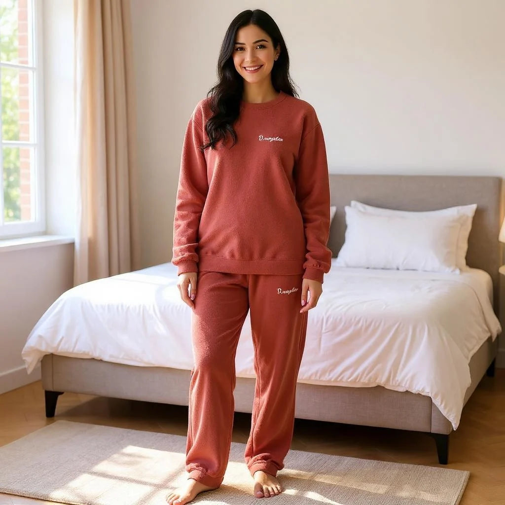 Pijama de Veludo Coral Unissex - Aqueça o seu Inverno