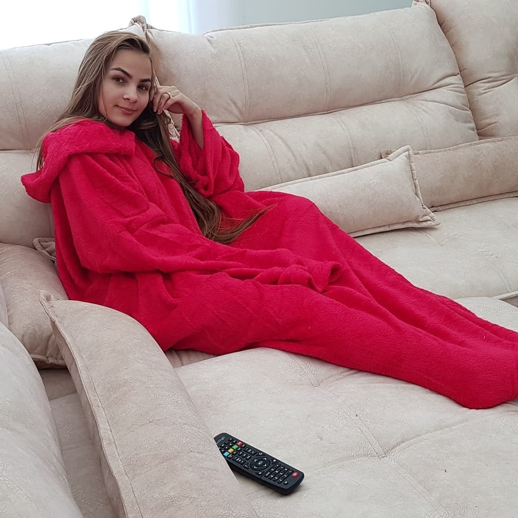 Cobertor de Manga com Capuz - Coberta para TV - Tecido Fleece Microfibra - Fechado nas Costas